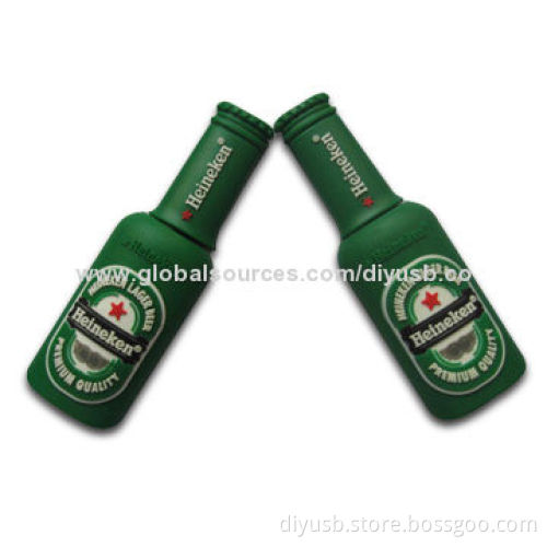 Promotional USB Flash Sticks with Bottle Design, 64MB-32GB Capacity, No Software Driver is Required